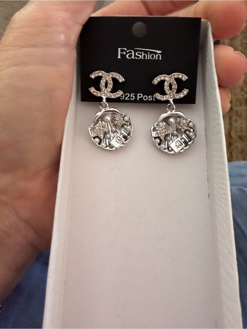 Silver-Tone Crystal - pearl Post Drop Earrings, NEW, Fashion Jewelry - Picture 9 of 9
